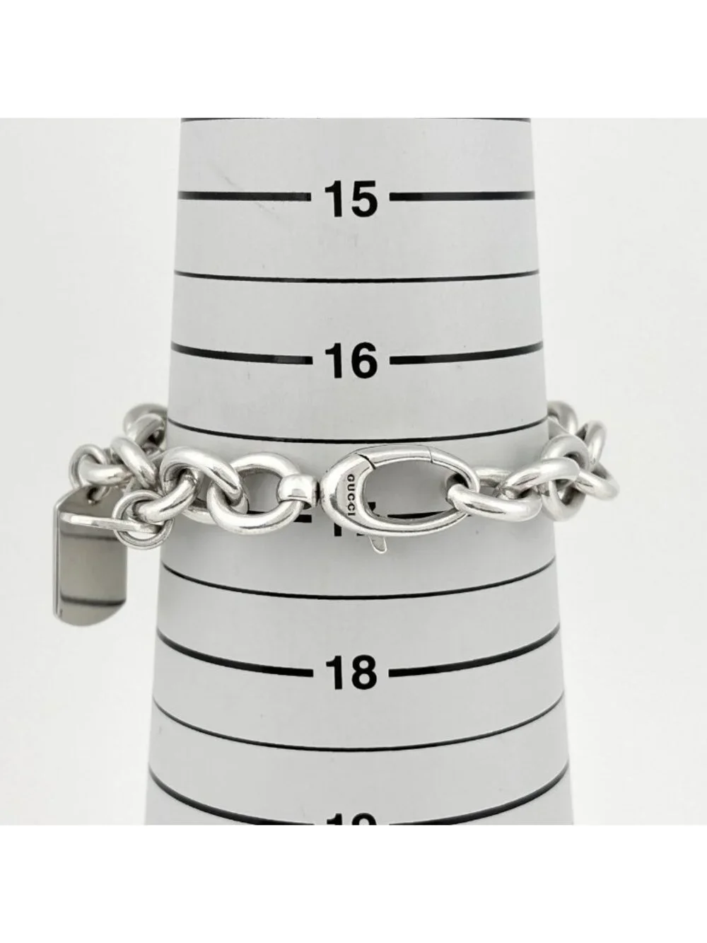 Gucci Dog Tag Chain Bracelet Plate Logo 925 Sterling Silver